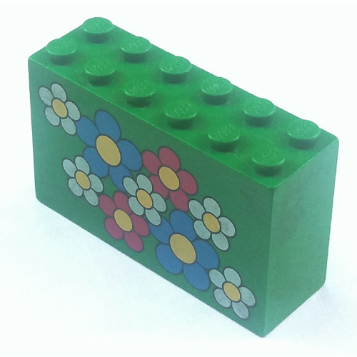 Stein 2 × 6 × 3 mit rot, weiß, blau Blumen Druck