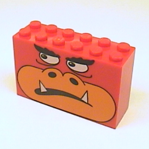 Brick 2 × 6 × 3 with Monster Face Print Red