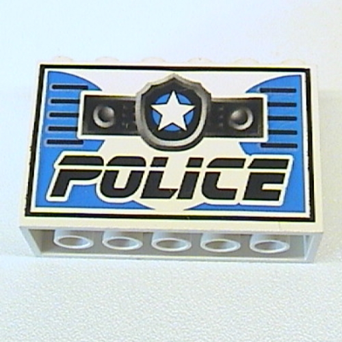 Brick 2 × 6 × 3 with Star Badge and Black 'POLICE' Print White