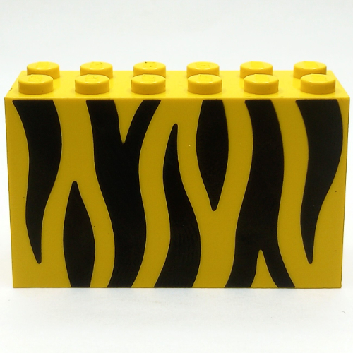 Brick 2 × 6 × 3 with Black Animal Stripe Print Yellow