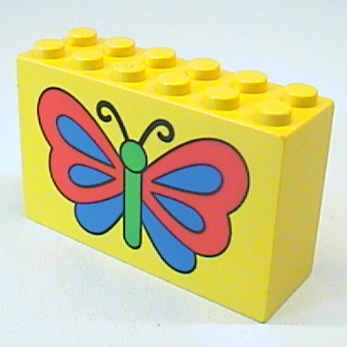 Brick 2 × 6 × 3 with Butterfly Print Yellow