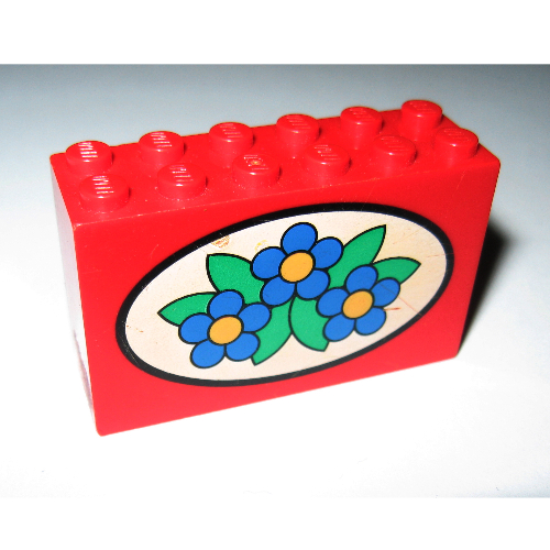 Stein 2 × 6 × 3 mit blau Blumen Druck