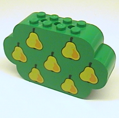 Brick Curved 2 × 8 × 4 Triple Curved Ends with 7 Pears Print Green