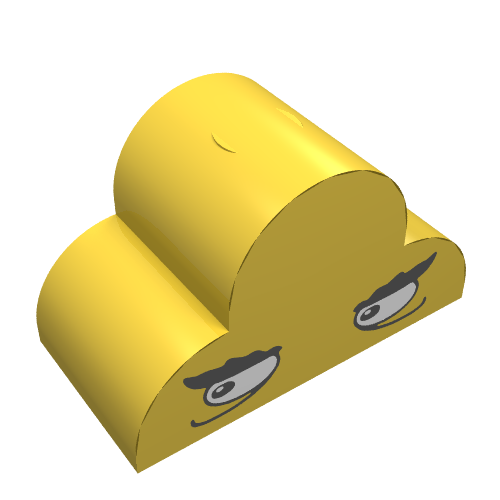 Brick Curved 2 × 4 × 2 Triple, No Studs with Monster Eyes Print Gelb