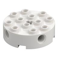 Brick Round 4 × 4 with 4 Side Pin Holes and Center Axle Hole White