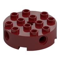 Brick Round 4 × 4 with 4 Side Pin Holes and Center Axle Hole Dark Red