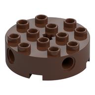 Brick Round 4 × 4 with 4 Side Pin Holes and Center Axle Hole Brown