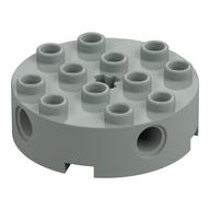 Brick Round 4 × 4 with 4 Side Pin Holes and Center Axle Hole Light Gray