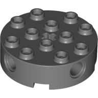 Brick Round 4 × 4 with 4 Side Pin Holes and Center Axle Hole Dark Bluish Gray