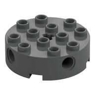 Brick Round 4 × 4 with 4 Side Pin Holes and Center Axle Hole Dark Gray