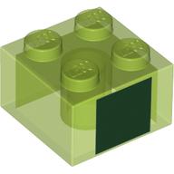 Brick 2 × 2 with Dark Green Square Print Trans-Bright Green