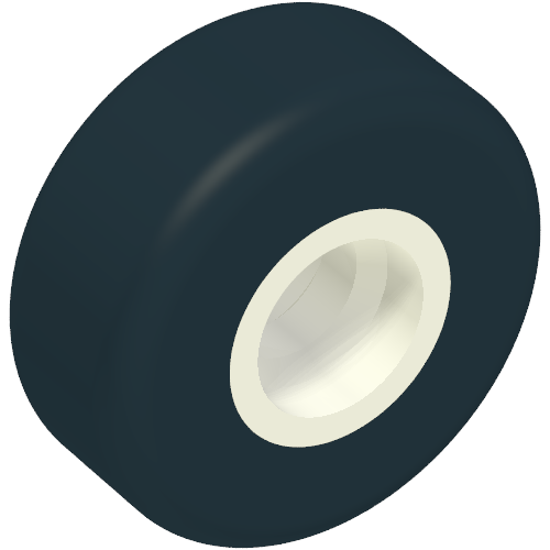Tyre Smooth Small with White Hollow Fixed Center (Space Shuttle Wheel) Black