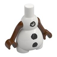 Snowman Body, Reddish Brown Arms, Black Coals Print White