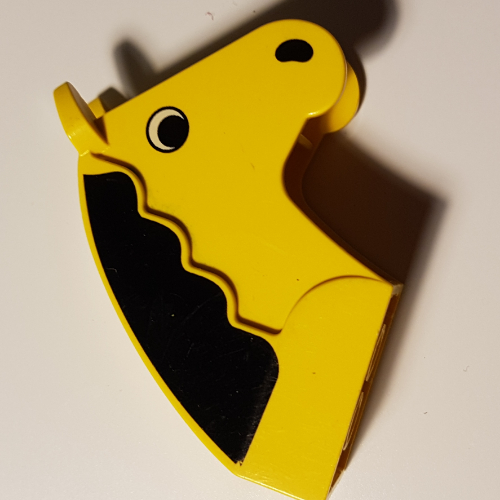 Animal Body Part, Horse Head 2 × 6 × 4 1/2 with Black Mane Print Yellow