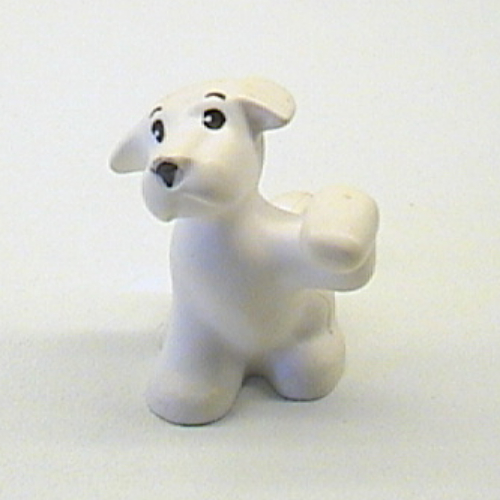 Animal, Dog, Puppy Raised Paw with Face Print White