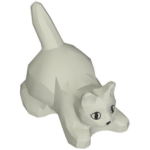 Animal, Cat, Kitten Crouching with Black Eyes, Eyelashes, and Nose Print Sehr helles Blaugrau