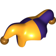 Jester's Cap with Dark Purple Left Side and Gold Pom Poms Print Leuchtendes Hellorange