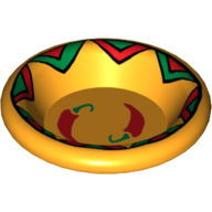 Equipment Dish / Plate / Bowl 3 × 3 with Red Chilli Peppers and Green and Red Border Print Bright Light Orange