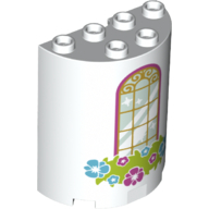 Cylinder Half 2 × 4 × 4 with Window and Flower Box Pattern White