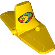 Duplo Airplane Cargo Tail with Box and Arrows and Globe Print Yellow