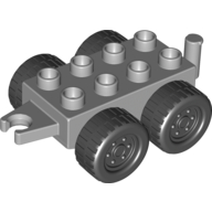 Duplo Car Base 2 × 4 with Four Wheels and Hitch Ends Hellblaugrau