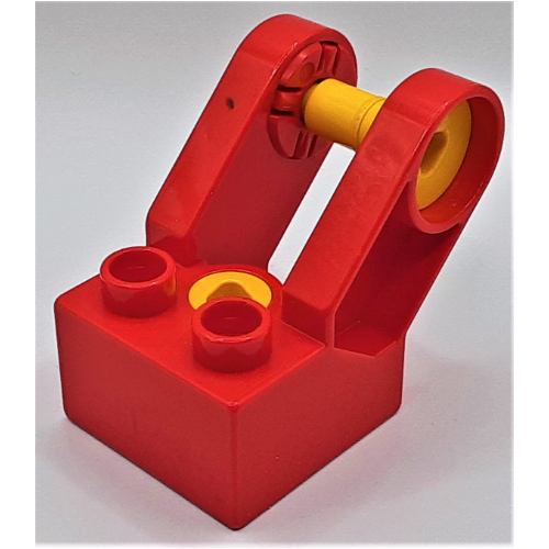 Duplo Toolo Brick 2 × 2 with Angled Bracket with Forks and 2 Screws Hellgrau