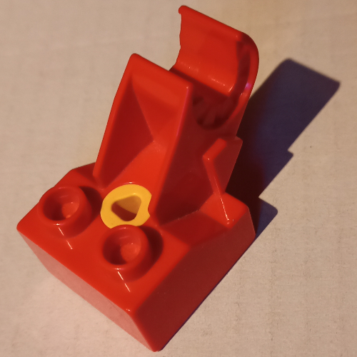 Duplo Toolo Brick with Screw 2 × 2, with Angled Arm with Clip Red
