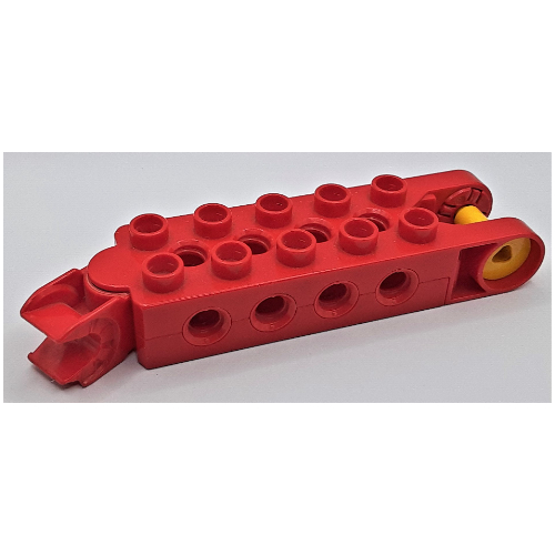 Duplo Toolo Brick 2 × 5 with 8 Side Screw Sockets, Swivel Bracket End and Clip End Rot