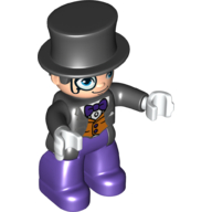 Duplo Figure with Top Hat (Silkhat), Purple Legs, Vest and Bow Tie, White Hands and Light Nougat Face with Monocle Print (Penguin) Schwarz