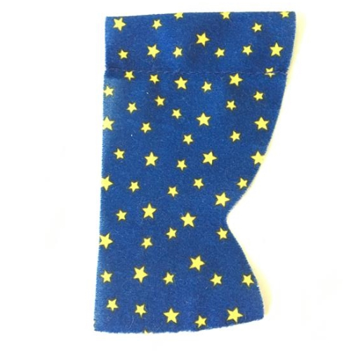 Duplo Curtain Left, with Yellow Stars Print Dark Blue