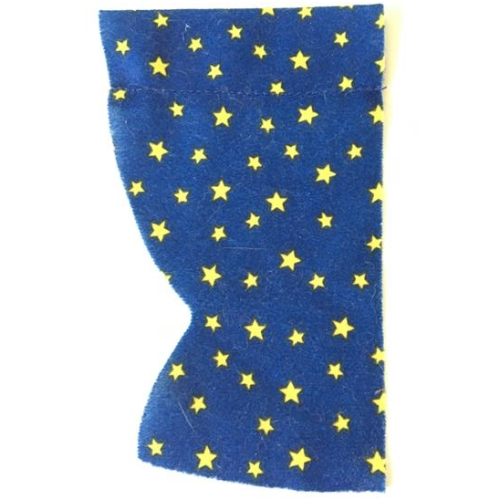 Duplo Curtain Right, with Yellow Stars Print Dark Blue