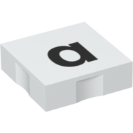 Duplo Tile 2 × 2 with Lowercase 'a' Print White