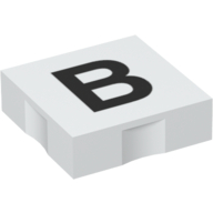 Duplo Tile 2 × 2 with Capital 'B' Print White