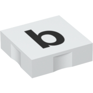 Duplo Tile 2 × 2 with Lowercase 'b' Print White