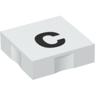 Duplo Tile 2 × 2 with Lowercase 'c' Print White