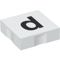 Duplo Tile 2 × 2 with Lowercase 'd' Print White