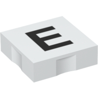 Duplo Tile 2 × 2 with Capital 'E' Print Weiß