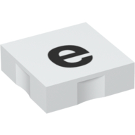 Duplo Tile 2 × 2 with Lowercase 'e' Print White