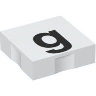 Duplo Tile 2 × 2 with Lowercase 'g' Print White