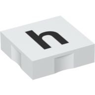 Duplo Tile 2 × 2 with Lowercase 'h' Print White