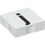 Duplo Tile 2 × 2 with Lowercase 'j' Print White