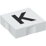 Duplo Tile 2 × 2 with Capital 'K' Print White