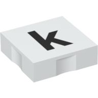 Duplo Tile 2 × 2 with Lowercase 'k' Print White