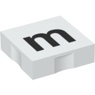 Duplo Tile 2 × 2 with Lowercase 'm' Print White