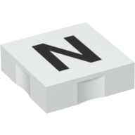 Duplo Tile 2 × 2 with Capital 'N' Print White