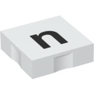Duplo Tile 2 × 2 with Lowercase 'n' Print White