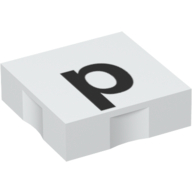 Duplo Tile 2 × 2 with Lowercase 'p' Print White