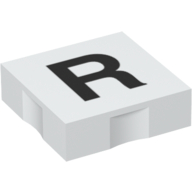 Duplo Tile 2 × 2 with Capital 'R' Print White