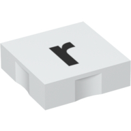 Duplo Tile 2 × 2 with Lowercase 'r' Print White