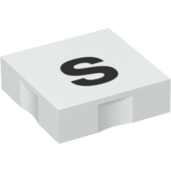 Duplo Tile 2 × 2 with Lowercase 's' Print Weiß